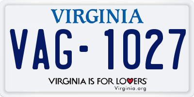 VA license plate VAG1027