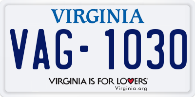 VA license plate VAG1030