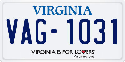 VA license plate VAG1031