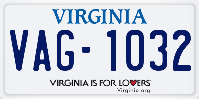 VA license plate VAG1032