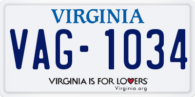 VA license plate VAG1034