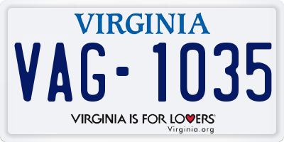 VA license plate VAG1035