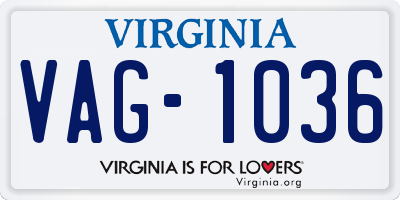 VA license plate VAG1036