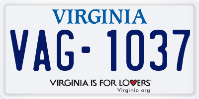 VA license plate VAG1037