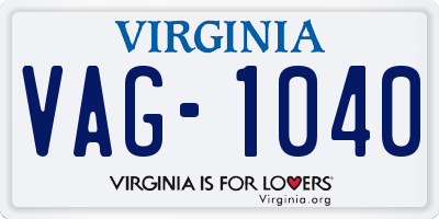 VA license plate VAG1040