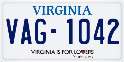 VA license plate VAG1042