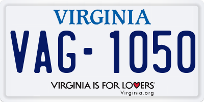 VA license plate VAG1050