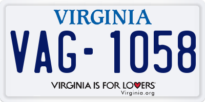 VA license plate VAG1058