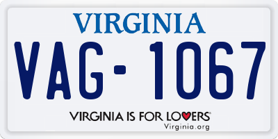 VA license plate VAG1067