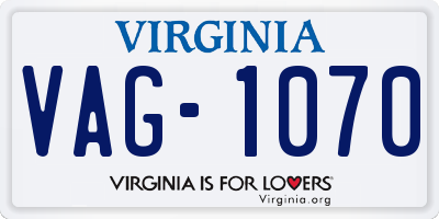 VA license plate VAG1070