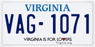 VA license plate VAG1071