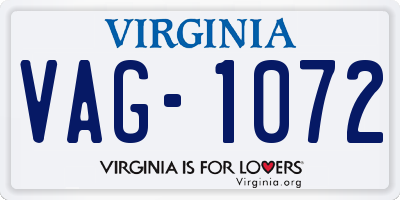 VA license plate VAG1072