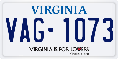 VA license plate VAG1073