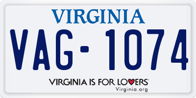VA license plate VAG1074