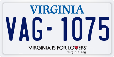 VA license plate VAG1075