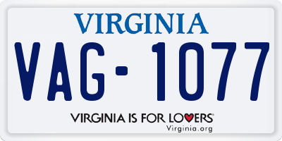 VA license plate VAG1077