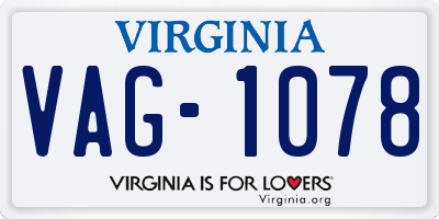 VA license plate VAG1078