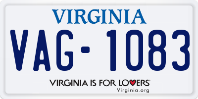 VA license plate VAG1083