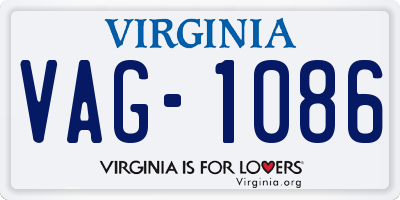 VA license plate VAG1086