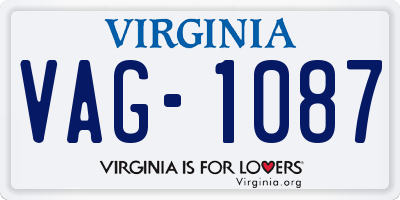 VA license plate VAG1087