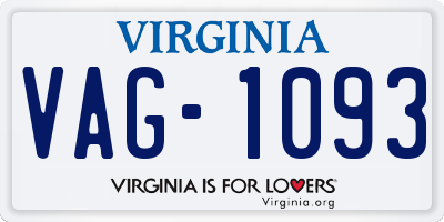 VA license plate VAG1093