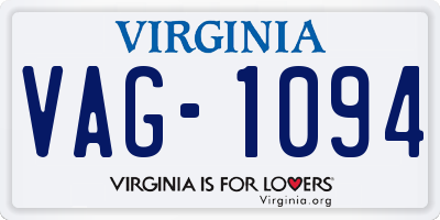 VA license plate VAG1094
