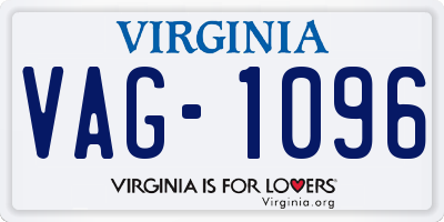 VA license plate VAG1096