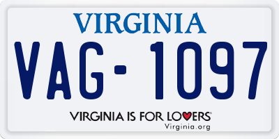 VA license plate VAG1097