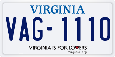VA license plate VAG1110