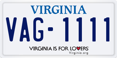 VA license plate VAG1111