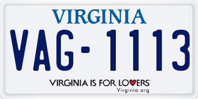 VA license plate VAG1113