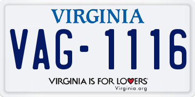 VA license plate VAG1116