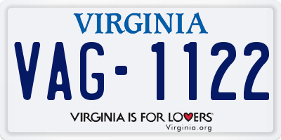 VA license plate VAG1122