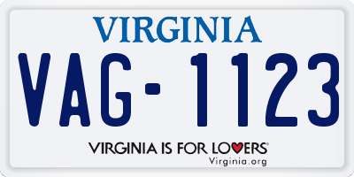 VA license plate VAG1123