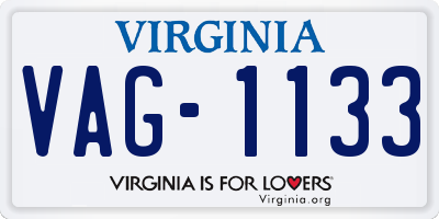 VA license plate VAG1133