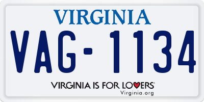 VA license plate VAG1134