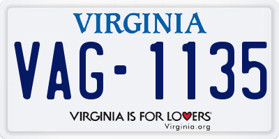 VA license plate VAG1135