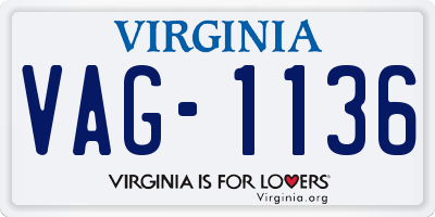 VA license plate VAG1136