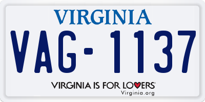 VA license plate VAG1137