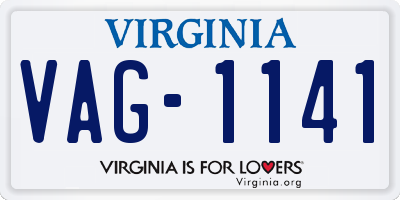 VA license plate VAG1141
