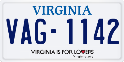 VA license plate VAG1142