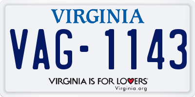 VA license plate VAG1143