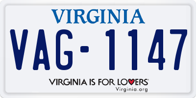 VA license plate VAG1147