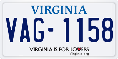 VA license plate VAG1158