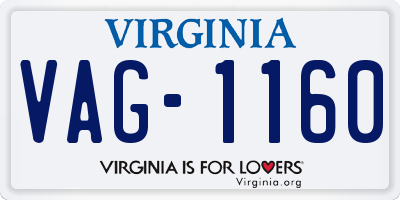 VA license plate VAG1160