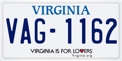 VA license plate VAG1162