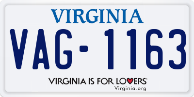 VA license plate VAG1163