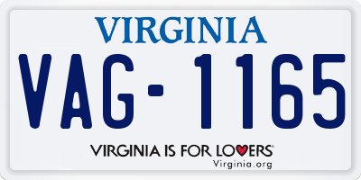 VA license plate VAG1165