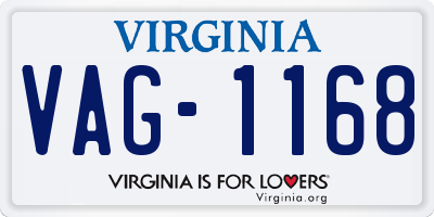 VA license plate VAG1168