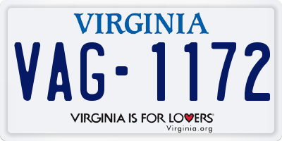 VA license plate VAG1172